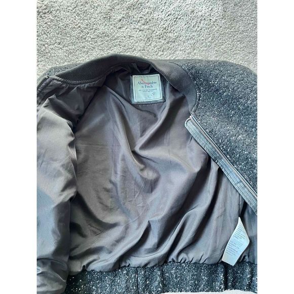 Abercrombie black speckled bomber jacket wool blend size S - Picture 10 of 12